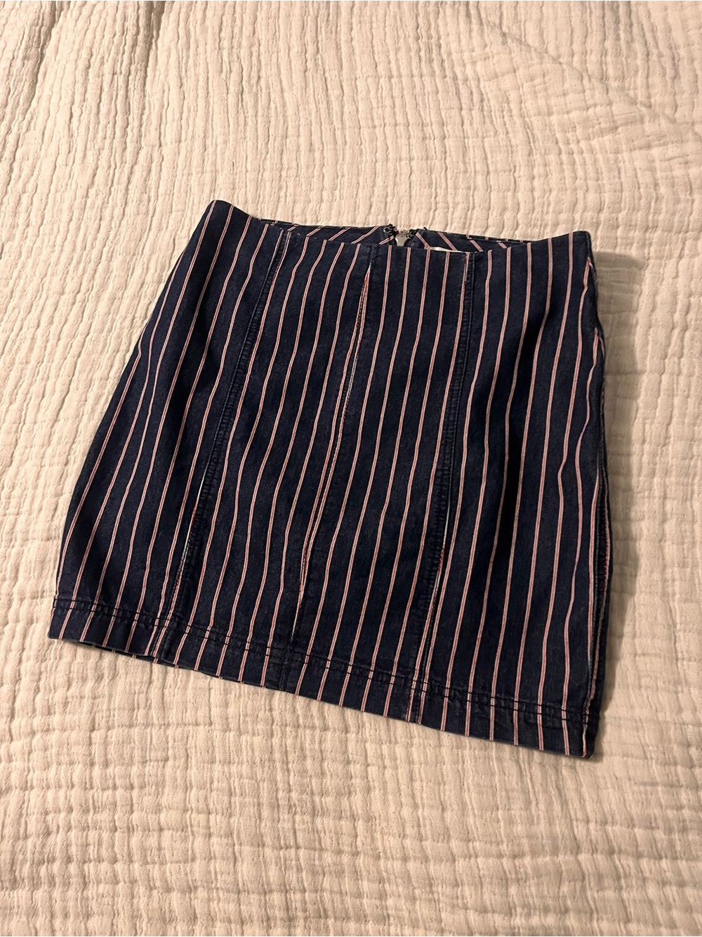 Altar'd State Navy Mini Skirt with Pink Stripes S